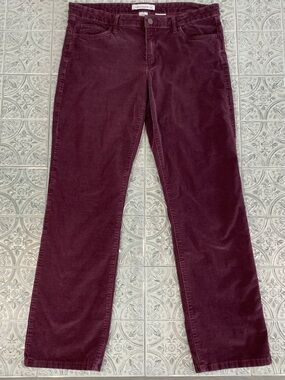 Calvin Klein Women's Straight Leg Corduroy Pants Burgundy Size 12